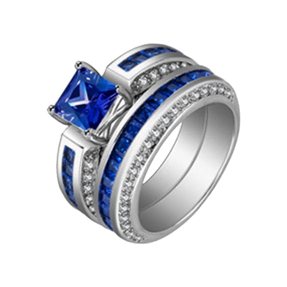 Elegant Women Rings Cubic Zirconia Wedding Engagement Set Stackable Two in One Bridal Jewelry