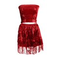 thumbnail image 1 of Elegant Women'S Carnival Sequin Performance Set Stretch Bustier Top And Skirt Dance Party Outfit, 1 of 4