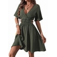 thumbnail image 1 of Elegant Women'S Casual Half Sleeve Wrap Dress V Neck High Waist for Beach and Vacation, 1 of 9