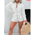 thumbnail image 1 of Elegant Women'S Long Sleeve Shirt And High-Waisted Shorts Two-Piece Set For Casual Fashion In The Latest Style. Perfect For A Chic Look., 1 of 15