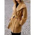 thumbnail image 1 of Elegant Women'S Trench Coat - Solid Color Polyester Knit Fabric with Slight Stretch, Regular Fit, No Padding, Classic Placket Design for Autumn and Winter - Ideal for Christmas and Halloween Gifts, 1 of 5