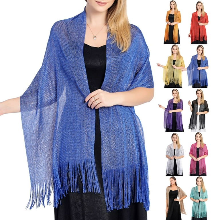 Elegant Women Shawls Wraps for Evening Dresses Bridal Bridesmaid Wedding Shawl Solid Color Party Decor Scarf Blue Walmart