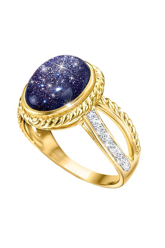 Elegant Women Starry Sky Rhinestone Inlaid Twist Band Ring