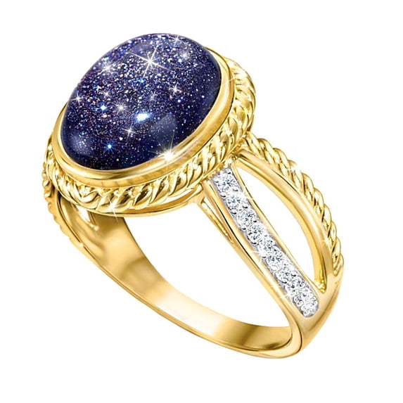 Elegant Women Starry Sky Rhinestone Inlaid Twist Band Ring