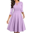 thumbnail image 1 of Elegant Women's 3/4 Sleeve A-Line Midi Dress with Keyhole Neckline Perfect for Casual or Formal Occasions, 1 of 1