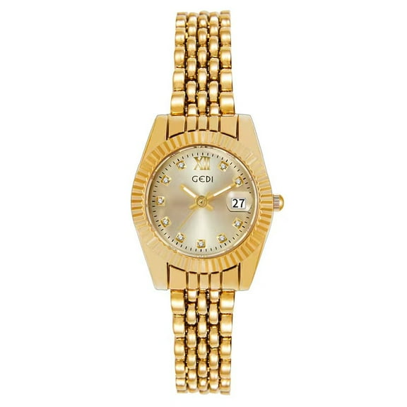Elegant Women's Analog Quartz Watch - Waterproof Luxury Ladies Wristwatch with Date Display, Dainty Gold and Silver Stainless Steel Watches for Women