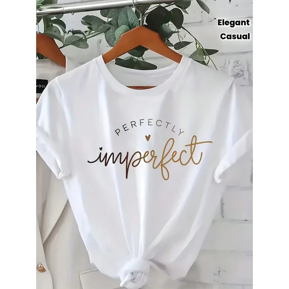 Elegant Women's Casual _Perfectly Imperfect_ Cursive Letter T-Shirt