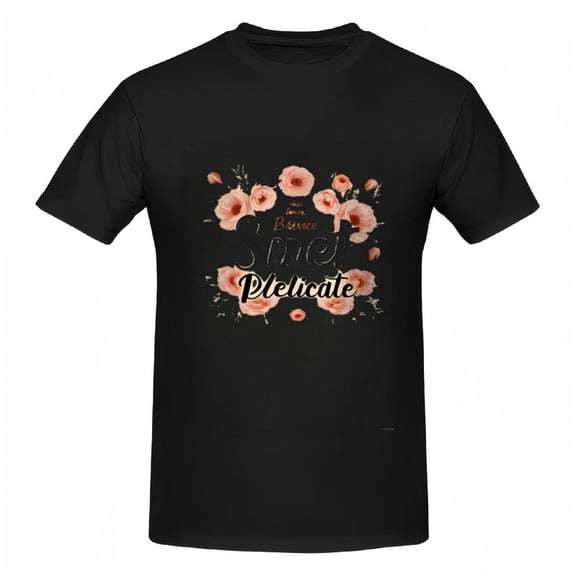 Elegant Women's Cotton Short Sleeve T-Shirt with Peach Floral Design and ' Bravo Péréacte ' Text - Stylish Casual Tee Top