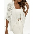 thumbnail image 1 of Elegant Women's Crochet Cardigan - Lightweight Open-Front Knit Sweater with Eyelet Design, Perfect for Spring/Summer/Fall, Available in White or Black, Seasonal Fashion, 1 of 5