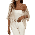 thumbnail image 1 of Elegant Women's Crochet Cardigan - Lightweight Open-Front Knit Sweater with Eyelet Design, Perfect for Spring/Summer/Fall, Available in White or Black, Seasonal Fashion, 1 of 7