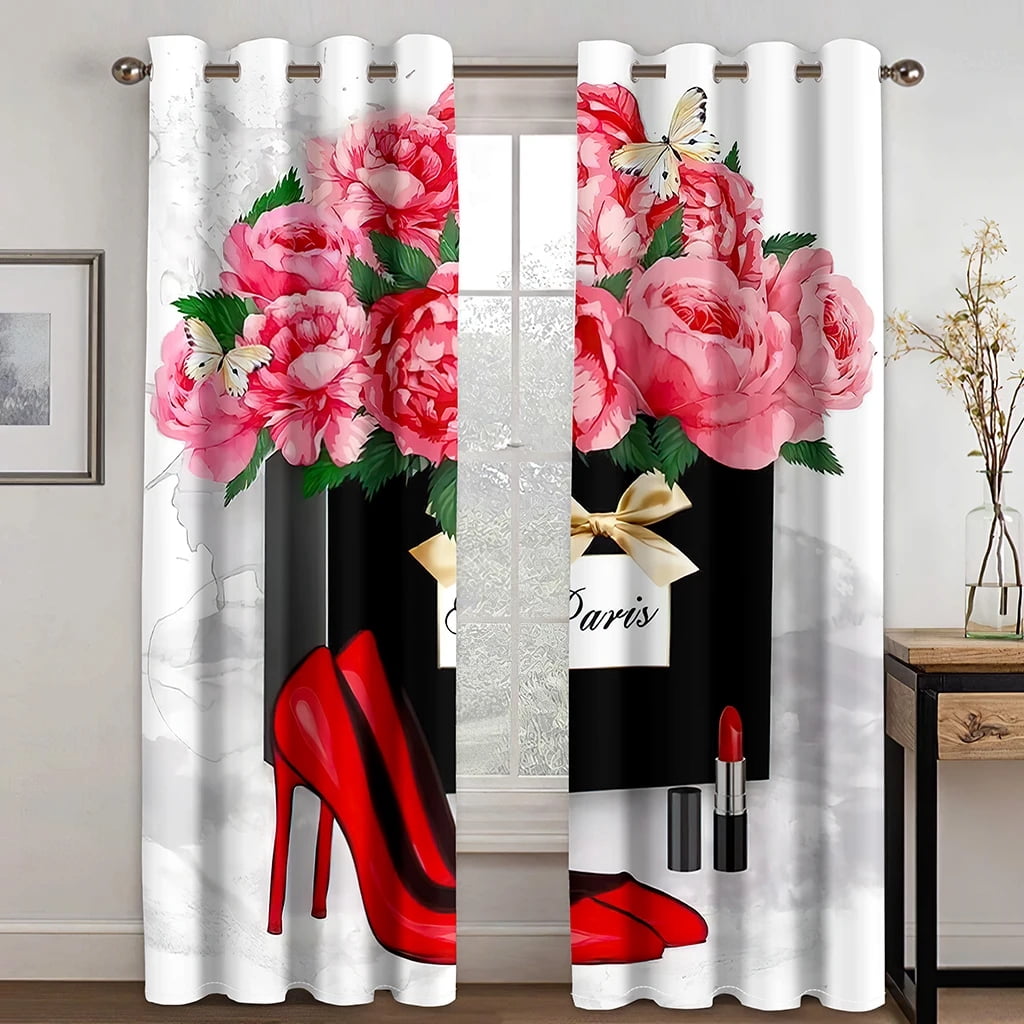 Elegant Women's Curtains Luxury Designer Perfume Printed Curtains for ...