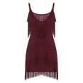 thumbnail image 1 of Elegant Women's Deep V Neck Backless Bodycon Prom Dress with Fringe Tassel Detail for Party, 1 of 7
