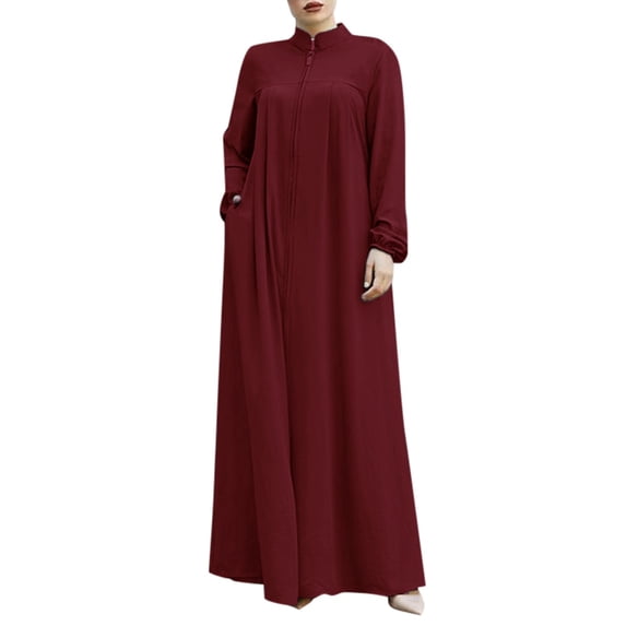 Stylish Arab Robe Elegant Women's Dress Arabic Style Cardigan Robe with Stand Collar and ...