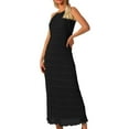 thumbnail image 1 of Elegant Women's Formal Dress A Line Neck Midi Dress With Ruffle Detail For Daily Wear Vacation Summer Outfit, 1 of 2