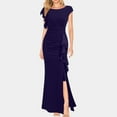 thumbnail image 1 of Elegant Women's Formal Dress - Crew Neck Gown with Ruffle Trim and Split Hem for Parties and, 1 of 4