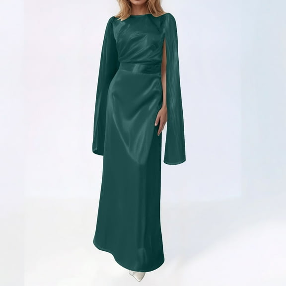 Elegant Women's Formal Dress For Daily Wear And Parties Round Neck Long Sleeve Solid Color Basic Style Versatile Outfit For Spring Summer And Fall Seasons Womens And Dress Winter Formal Wear for Women