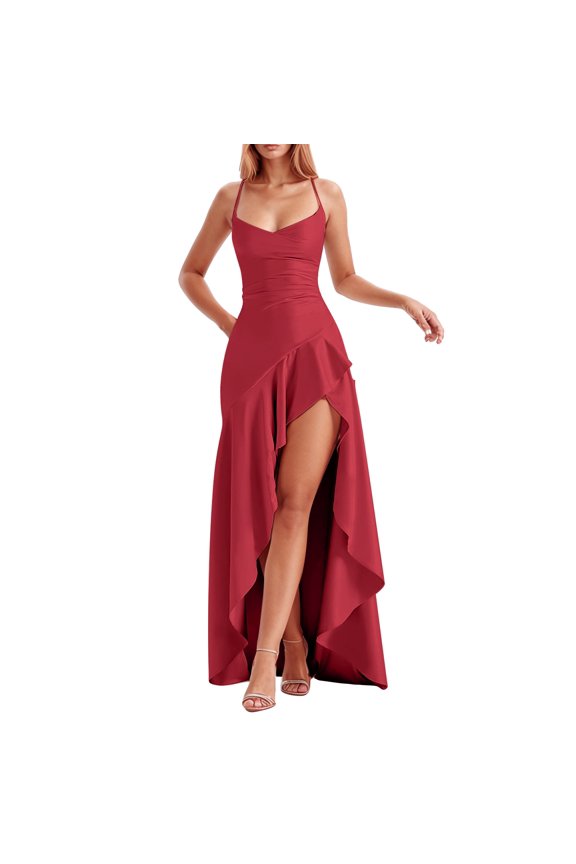 Elegant Women's Formal Dress For Parties Outings Nightclubs And Gatherings Featuring A Neck High Waist And Backless Design Ideal For Spring And Summer Events