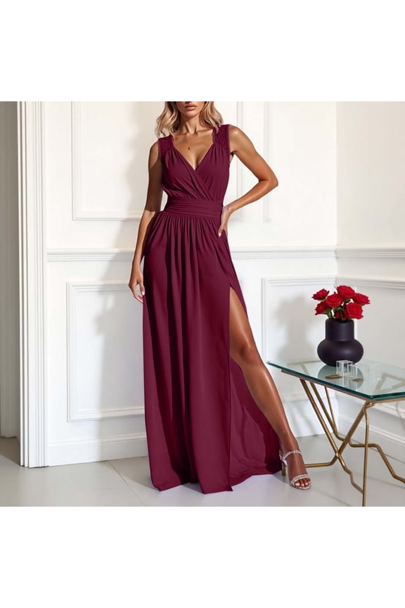 Elegant Women's Formal Dress For Party Evening Gown V Neck Lace Hollow Out Design Dress Spring Summer Fall Occasion Wear Formal Dresses for Juniors Wedding Dresses for Women Petite Party Dress Wedding