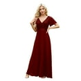 thumbnail image 1 of Elegant Women's Formal Dress V Neck Flowy Chiffon Gown For Wedding Party Evening Occasion Casual Date Spring Summer Fall, 1 of 2