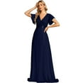 thumbnail image 1 of Elegant Women's Formal Dress V Neck Flowy Chiffon Gown For Wedding Party Evening Occasion Casual Date Spring Summer Fall, 1 of 2