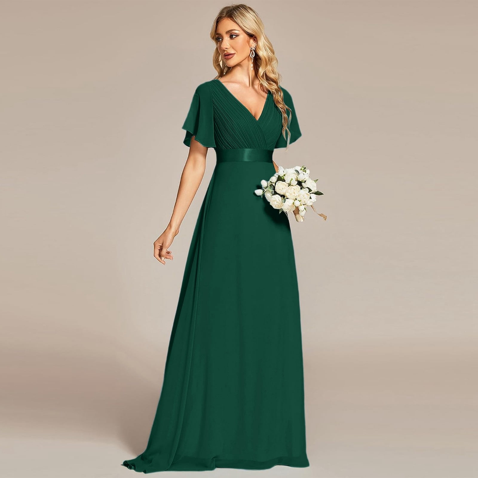 fancy flowy dress Bubbleroom – Satin Short Sleeve Maxi Dress – Dresses – Pink