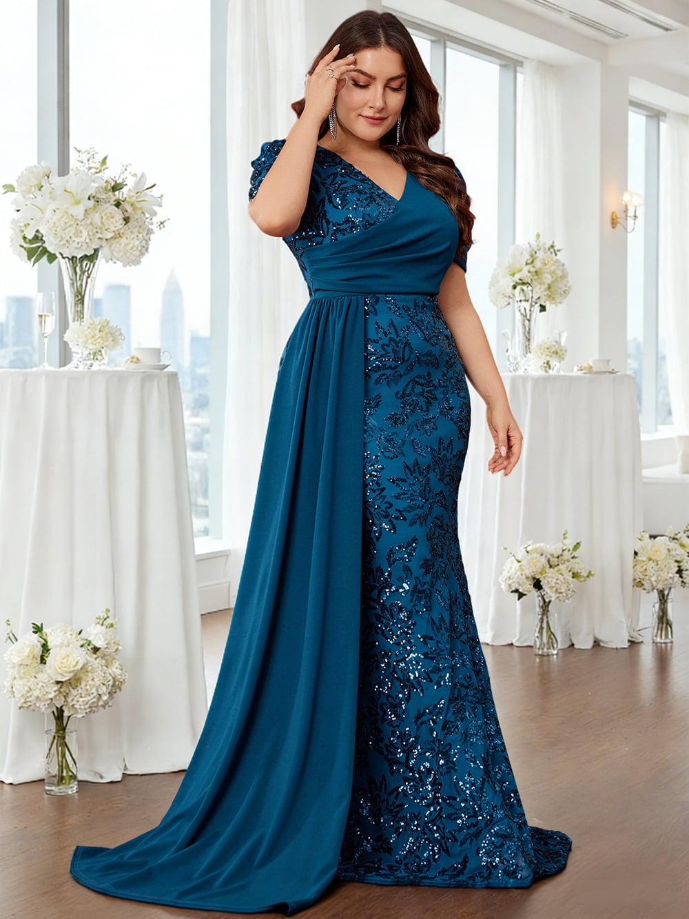 plus size mermaid formal dress Sexy Plus Size Evening Dresses main image 0