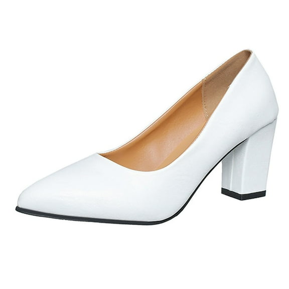 Xiaoxatg Elegant Women's High Heels - Versatile Pointed Toe Heels with Durable Leather for Casual and Formal Occasions 7.5 White