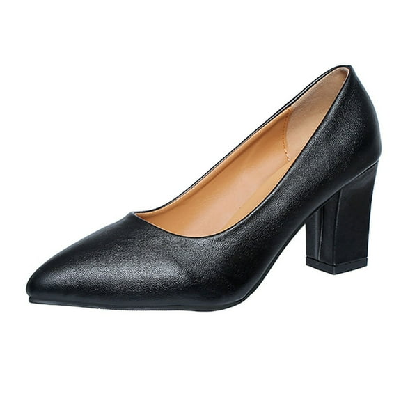 Xiaoxatg Elegant Women's High Heels - Versatile Pointed Toe Heels with Durable Leather for Casual and Formal Occasions 5.5 Black
