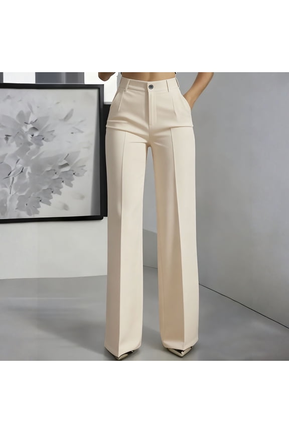 Elegant Women's High-Waist Dress Pants - Professional Straight-Fit Trousers - Wrinkle-Resistant Office Wear - Versatile Smart-Casual Wardrobe Essential 2026