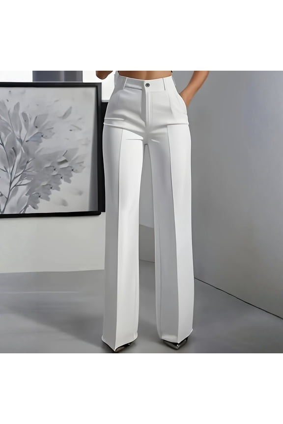 Elegant Women's High-Waist Dress Pants - Professional Straight-Fit Trousers - Wrinkle-Resistant Office Wear - Versatile Smart-Casual Wardrobe Essential 2026