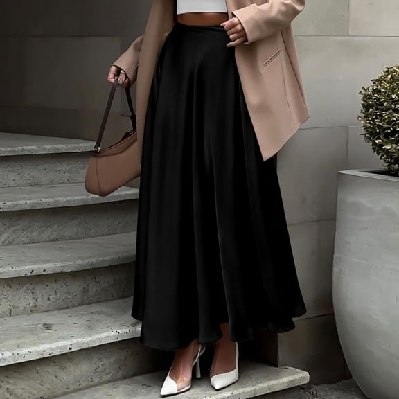 Elegant Women's High Waist Satin Skirts for Summer and Fall for Parties Flowy A-Line Maxi Design Ideal for Fashion Lovers and Trendsetters