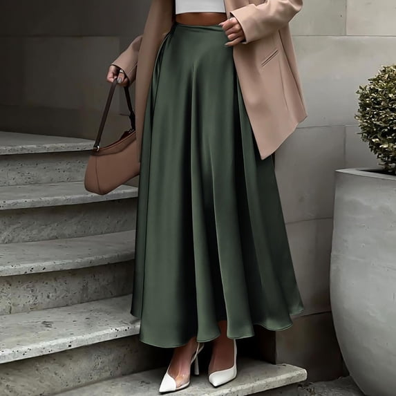 Elegant Women's High Waist Satin Skirts for Summer and Fall for Parties Flowy A-Line Maxi Design Ideal for Fashion Lovers and Trendsetters