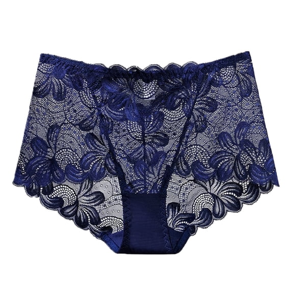 Elegant Women's High Waisted Lace Panties for Everyday Comfort and Breathable Wear Blue 4XL