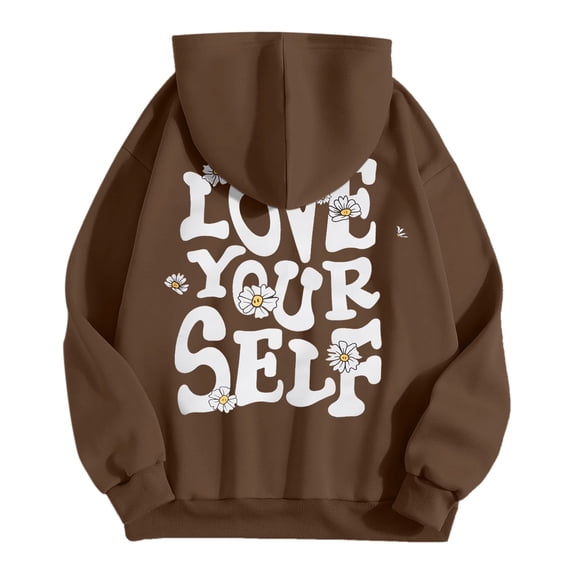 Elegant Women's Hoodie Sweatshirt with Letter Print Long Sleeve Casual Tennis Top Dark Purple S