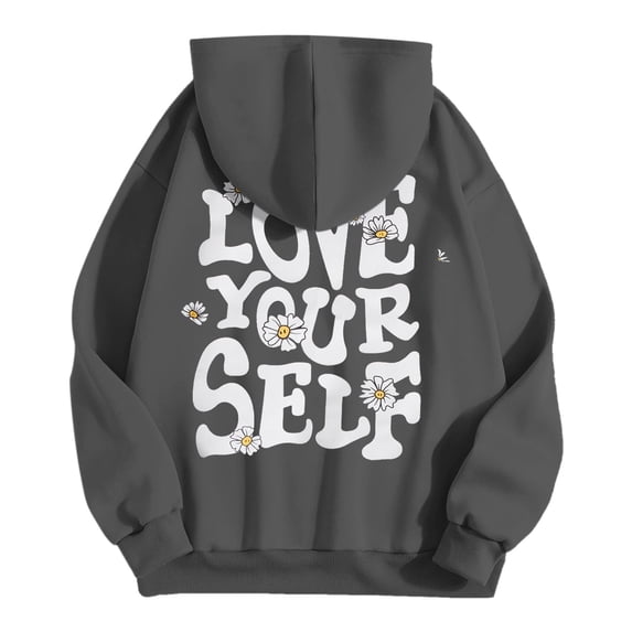 Elegant Women's Hoodie Sweatshirt with Letter Print Long Sleeve Casual Top Pink L