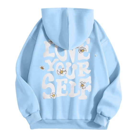 Elegant Women's Hoodie Sweatshirt with Letter Print Long Sleeve Casual Tennis Top Purple 2XL