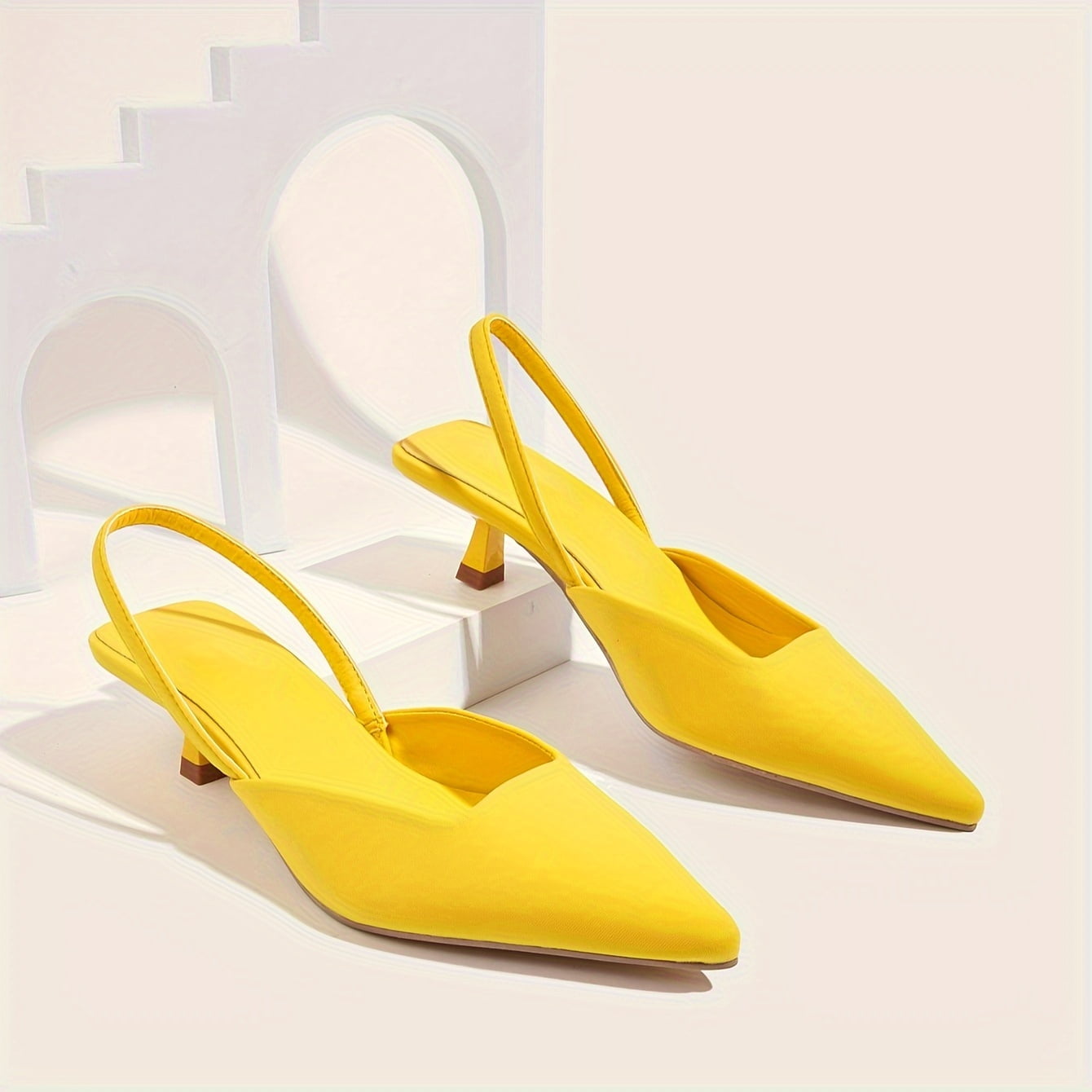 Elegant Women s Kitten Heels Pointed Toe Dress Pumps with Slingback Strap Walmart