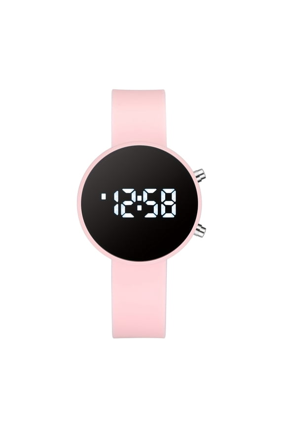 Elegant Women's LED Digital Watch, Date & World Time, Gold Bezel, Silicone Strap, Battery Powered, Minimalist Design, Ideal Gift