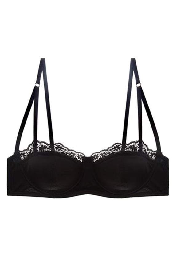 Elegant Women's Lace Trim Satins Bra with Underwire Soft Support Design Breathable Fabric Push Up Underwear Brassiere