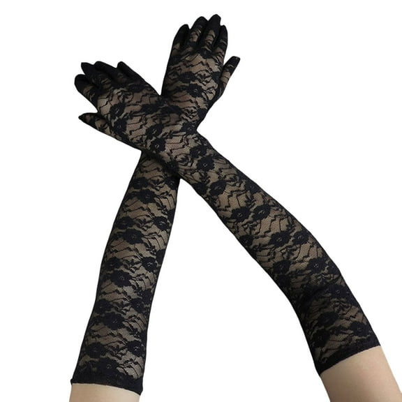 Elegant Women's Long Lace Evening Gloves Stretch Mesh Retro Style Formal Wear Accessory for and Parties