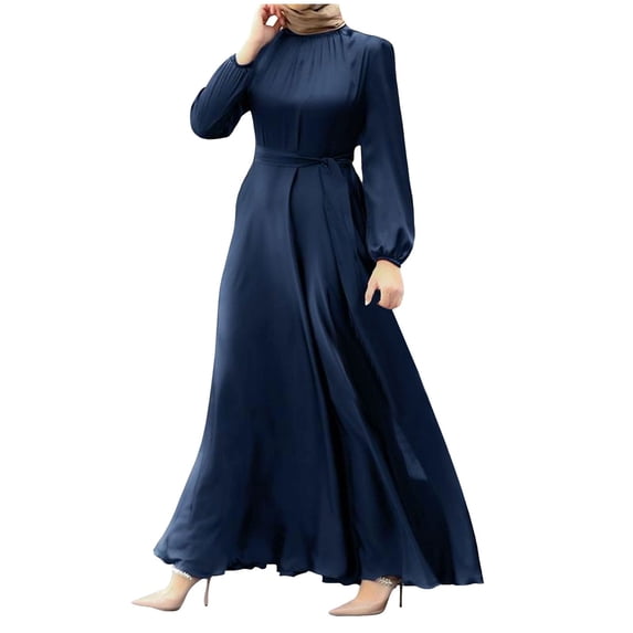 Elegant Women's Long Sleeve Button Down Abaya Casual Dress Dubai Fashion Outerwear