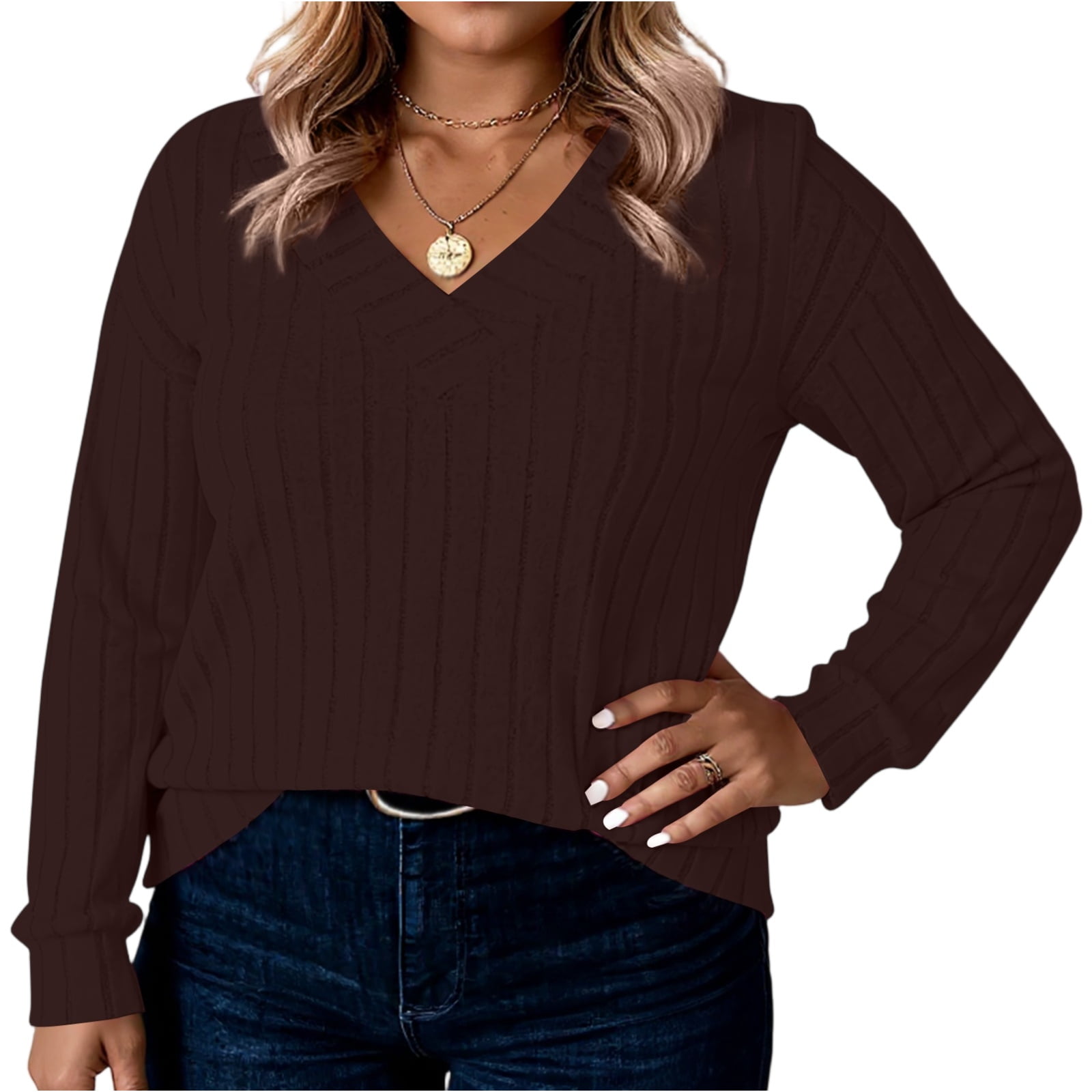 Elegant Crew Neck Loose Soft Knit Top