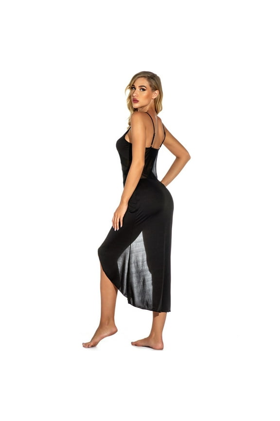 Elegant Women's Long Translucent Maxi Dress with Stylish Side Slits for Evening and