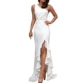 thumbnail image 1 of Elegant Women's Maxi Formal Dress Slim Fit Ruched Shoulder Evening Gown with Ruffle Detail, 1 of 2