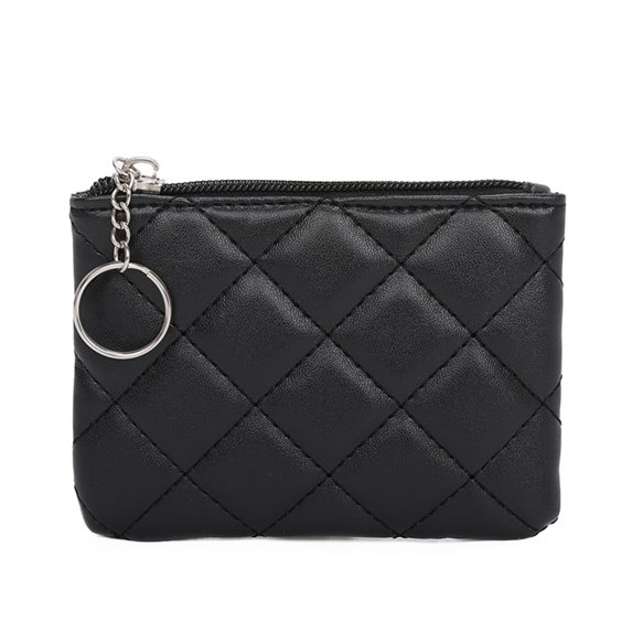 Elegant Women's Mini Zip Purse Quilted Embroidery Compact Wallet For Secure Card Storage And Daily