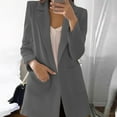 thumbnail image 1 of Elegant Women's Open Front Collarless Long Sleeve Business Suit Jacket for Outdoor Casual Wear, 1 of 8