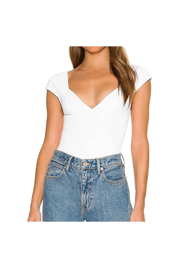 Elegant Women's Plus Size V Neck T Shirt Solid Color Figure Hugging Casual Comfortable Stretchy Flattering Top