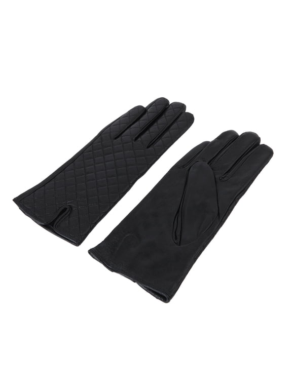 Elegant Women's Quilted Solid Winter Thermal Soft Leather Gloves