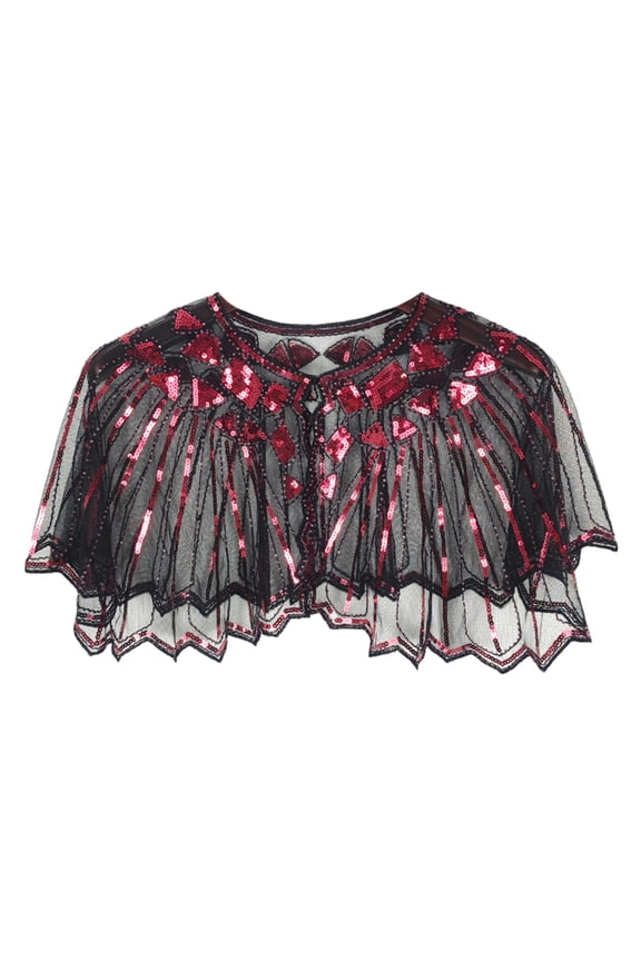 Elegant Women's Sequin Clash Cape – Vintage Mesh Shawl Wrap for Evening Dresses, Parties, Banquets & Carnival Dances