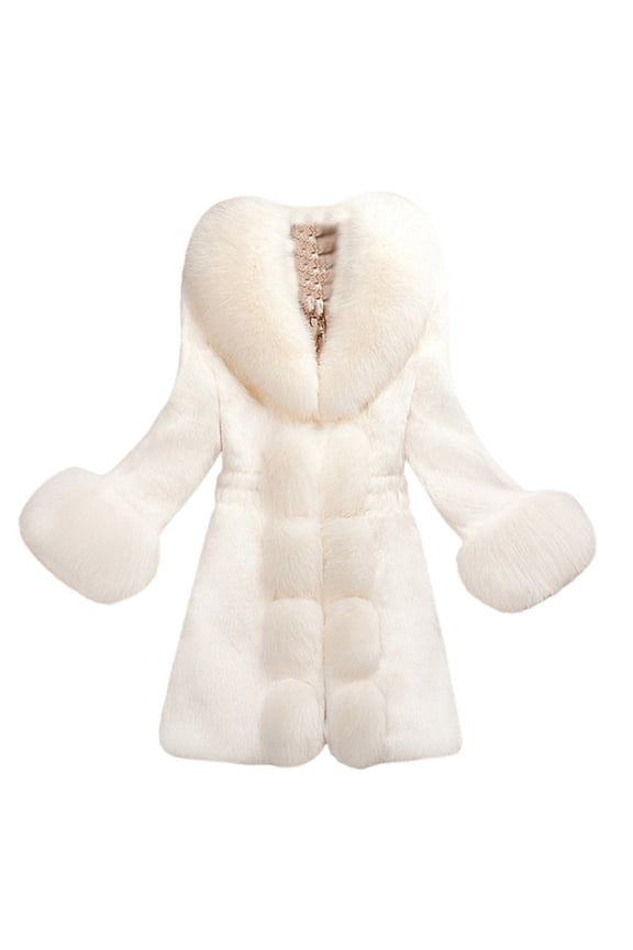 Elegant Women's Shearling Long Coat Thick Warm Winter Fashion Outerwear Jacket